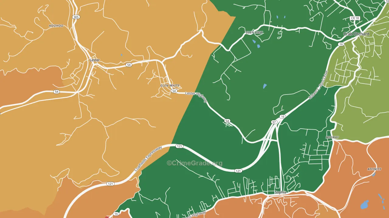 Glen White, WV Map of Arson Rates