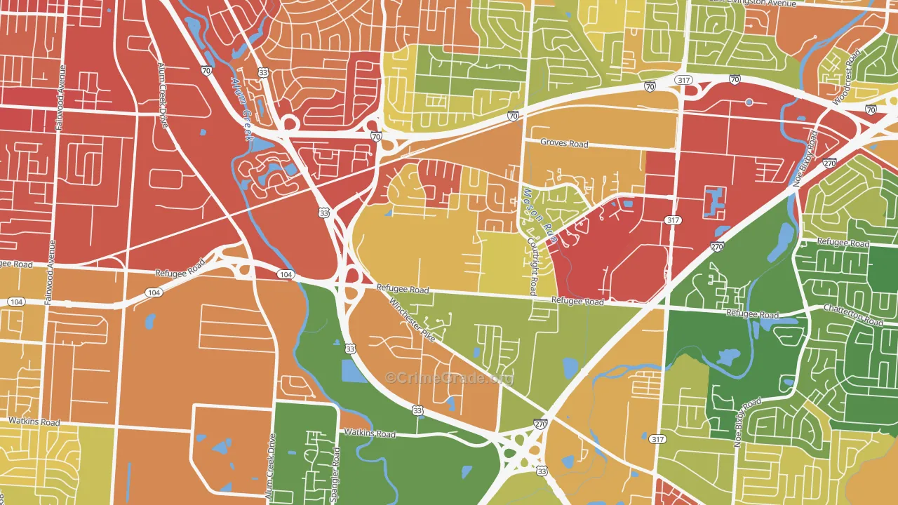 Glenbrook, Columbus, OH Map of Arson Rates