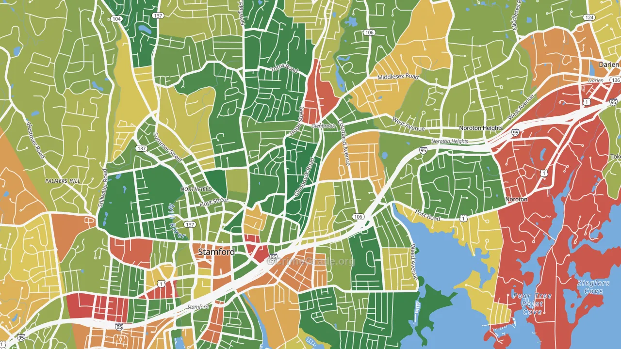 Glenbrook, Stamford, CT Map of Arson Rates