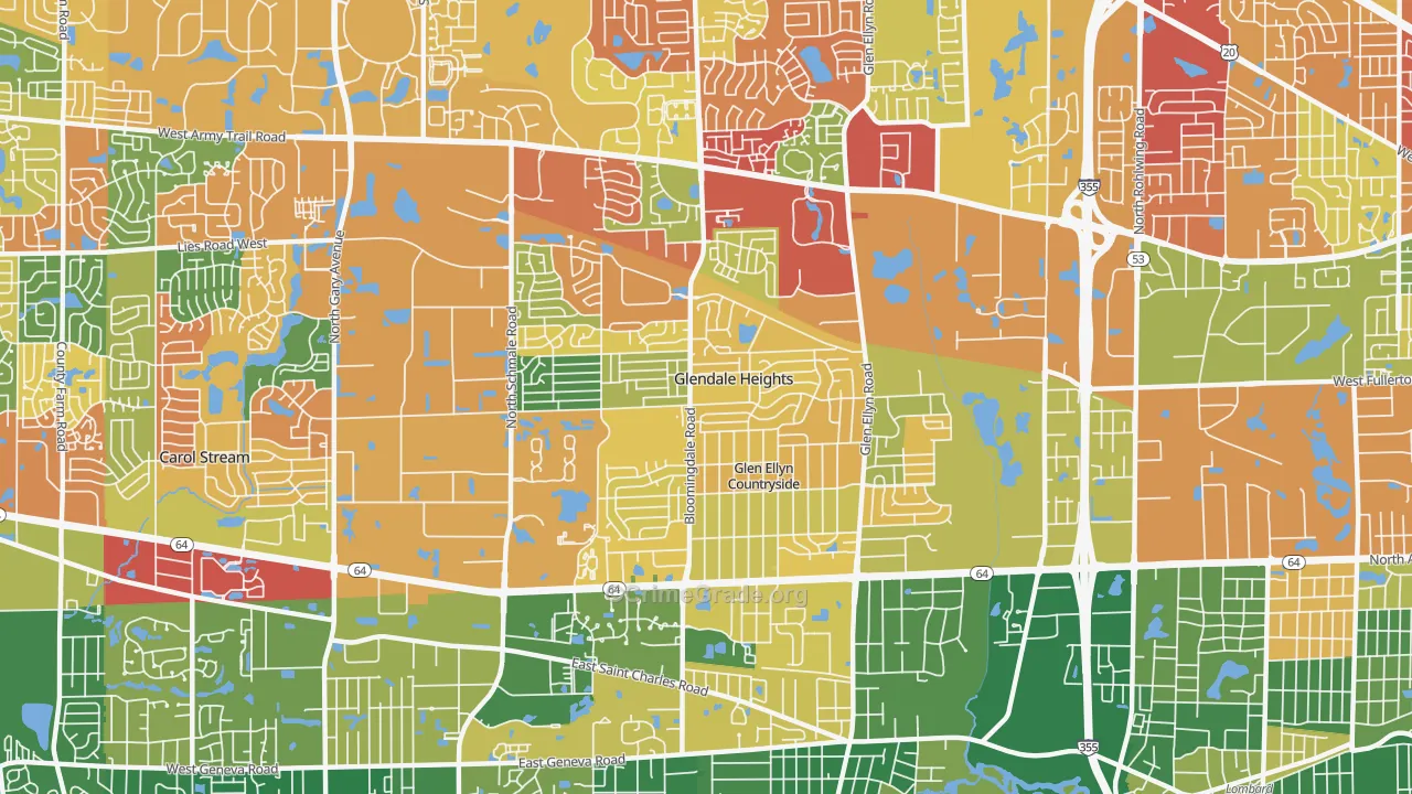 Glendale Heights, IL Map of Arson Rates