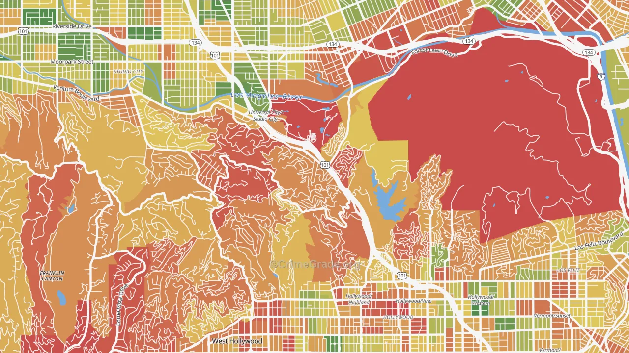 Glendale, Los Angeles, CA Map of Arson Rates