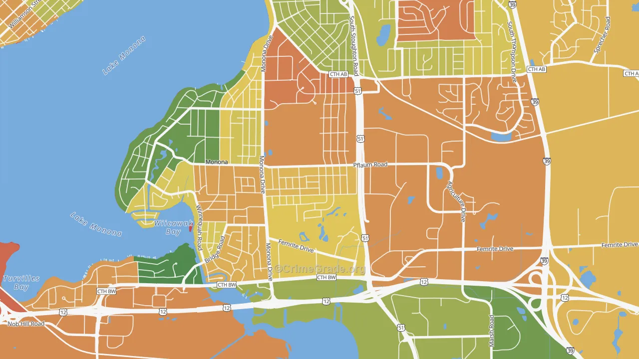Glendale, Madison, WI Map of Arson Rates