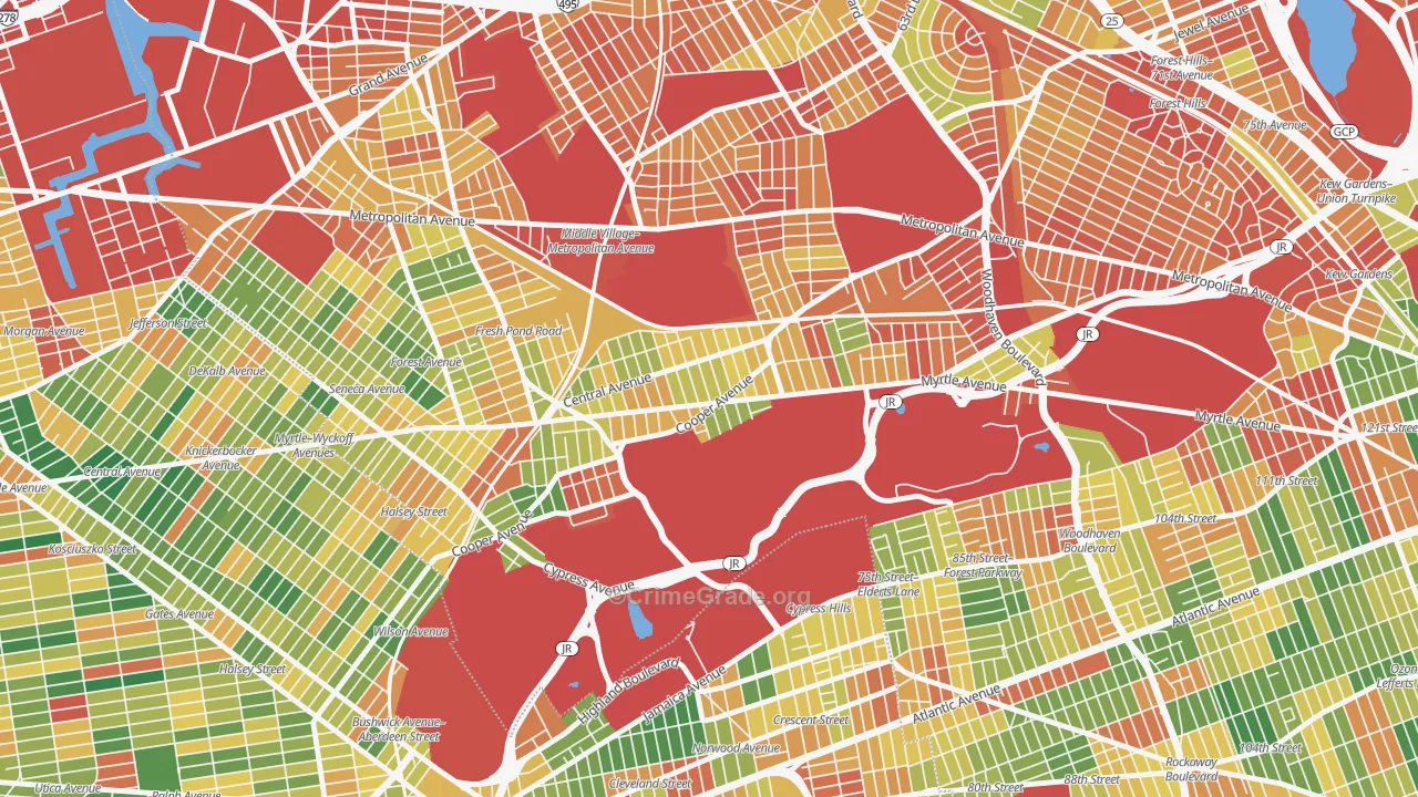 Glendale, Queens, NY Map of Arson Rates