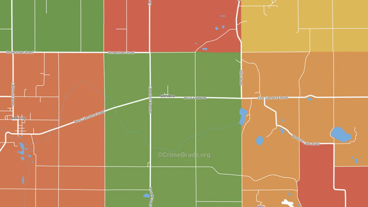 Glendora, MI Map of Arson Rates