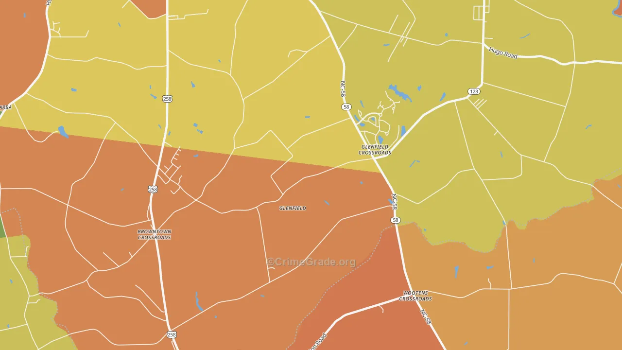 Glenfield, NC Map of Arson Rates