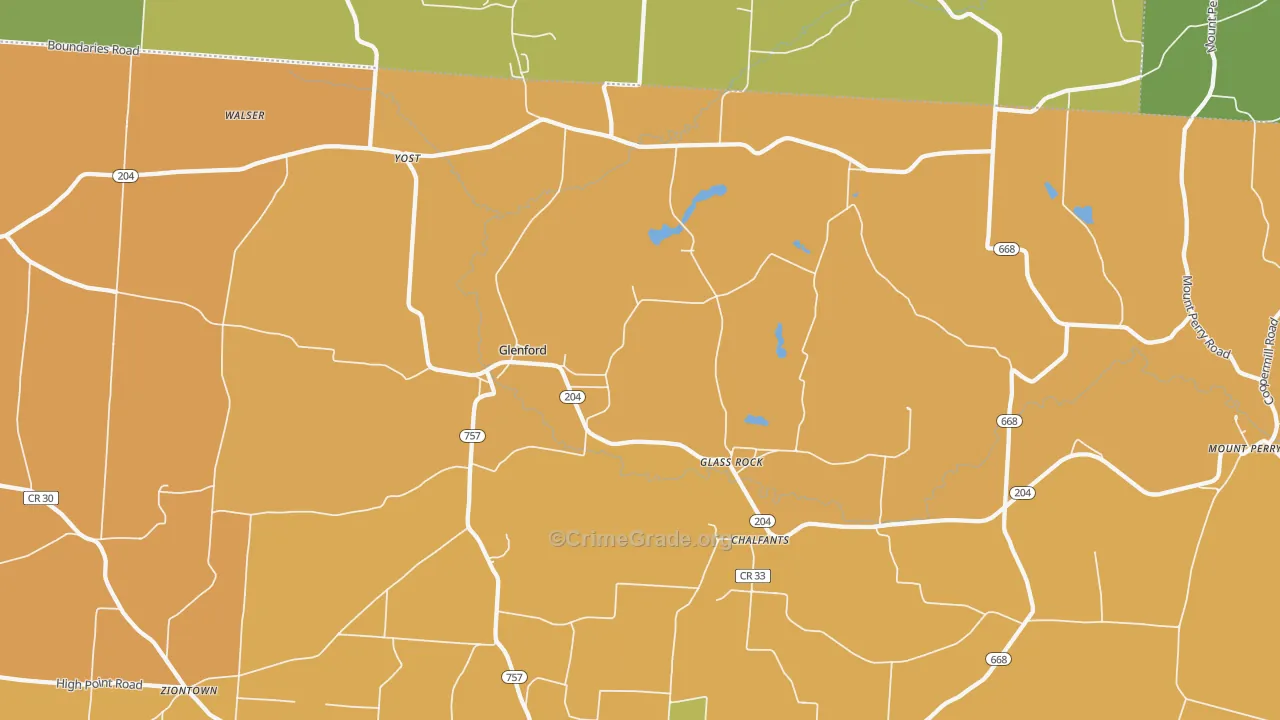 Glenford, OH Map of Arson Rates
