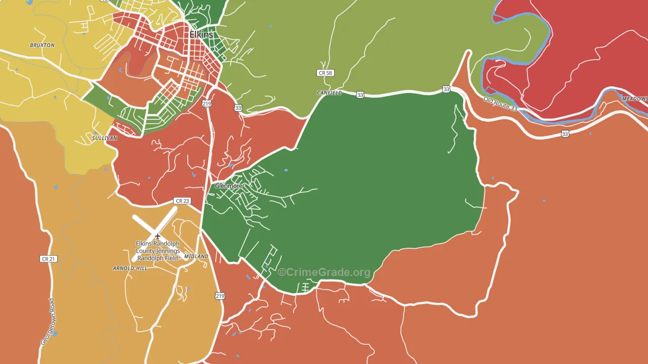 Glenmore, WV Map of Arson Rates