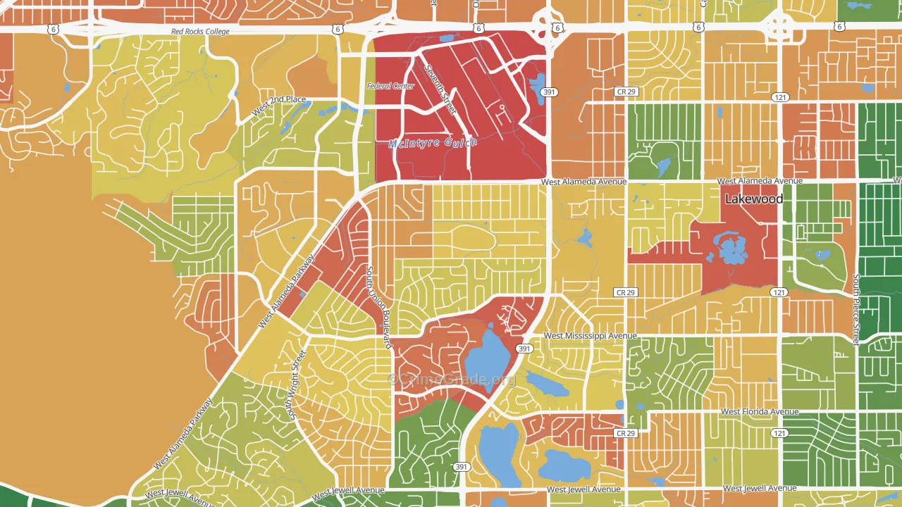 Glennon Heights, Lakewood, CO Map of Arson Rates