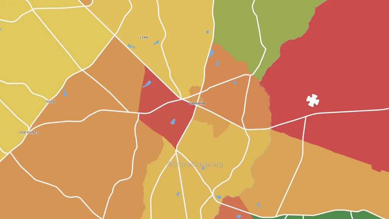 Glennville, GA Map of Arson Rates