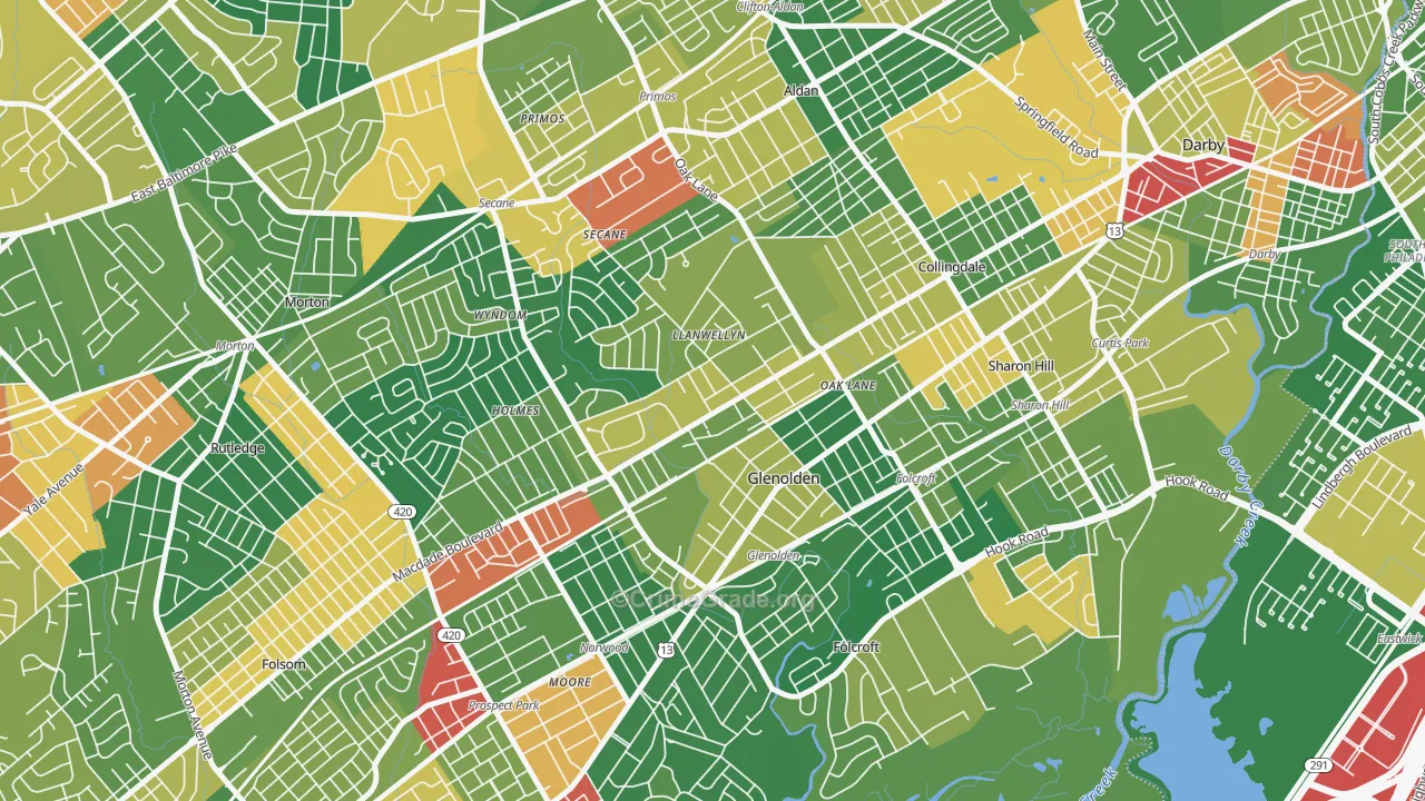 Glenolden, PA Map of Arson Rates