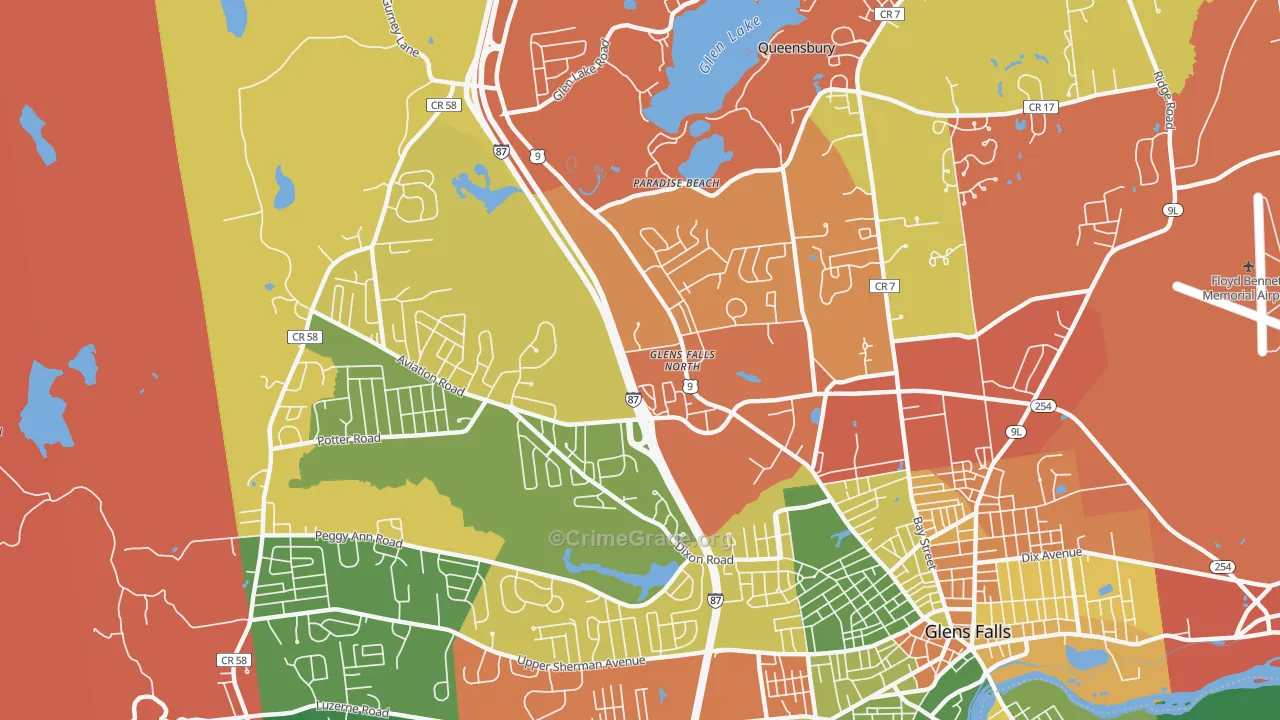 Glens Falls North, NY Map of Arson Rates