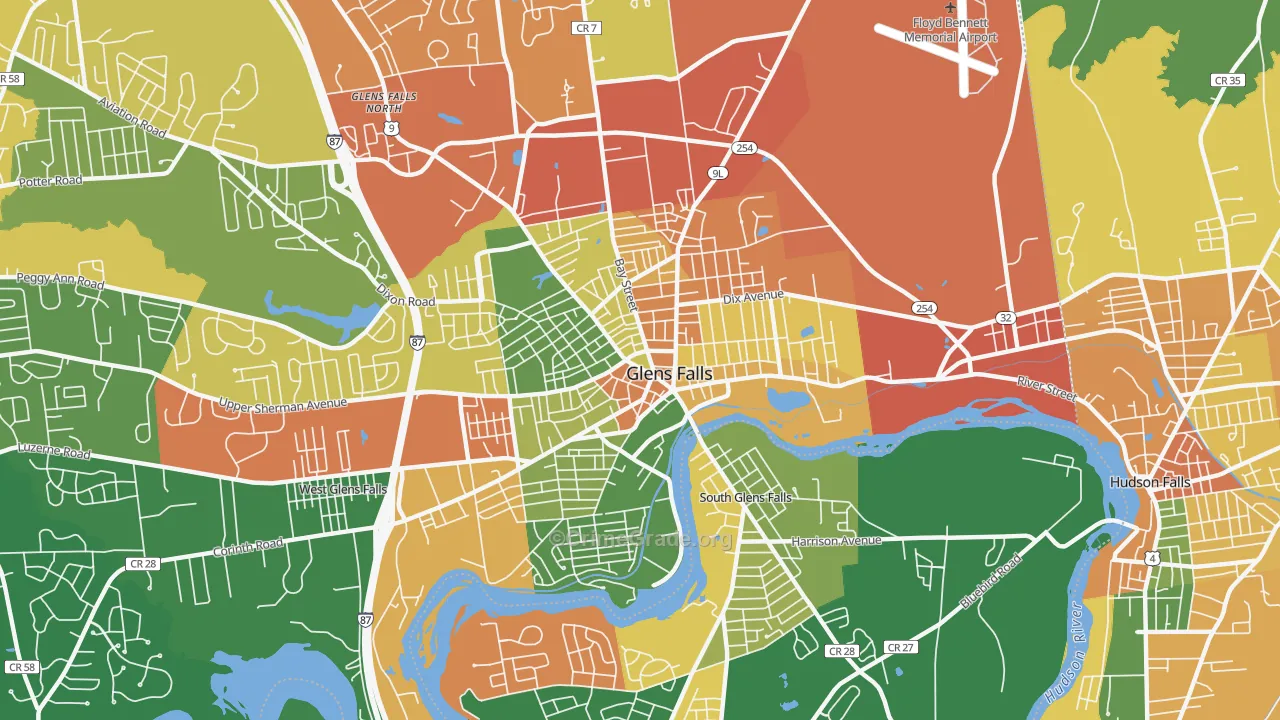 Glens Falls, NY Map of Arson Rates