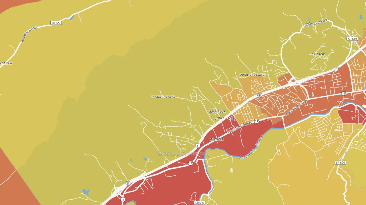 Glenvar, VA Map of Arson Rates