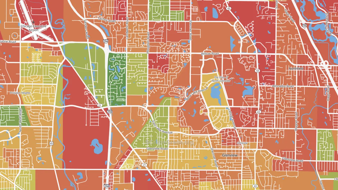 Glenview Nas, IL Map of Arson Rates