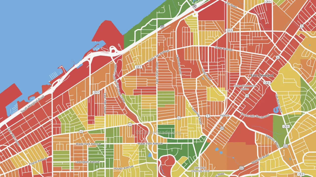 Glenville, Cleveland, OH Map of Arson Rates