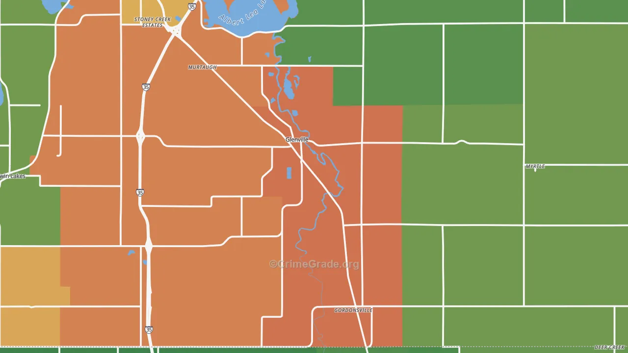 Glenville, MN Map of Arson Rates