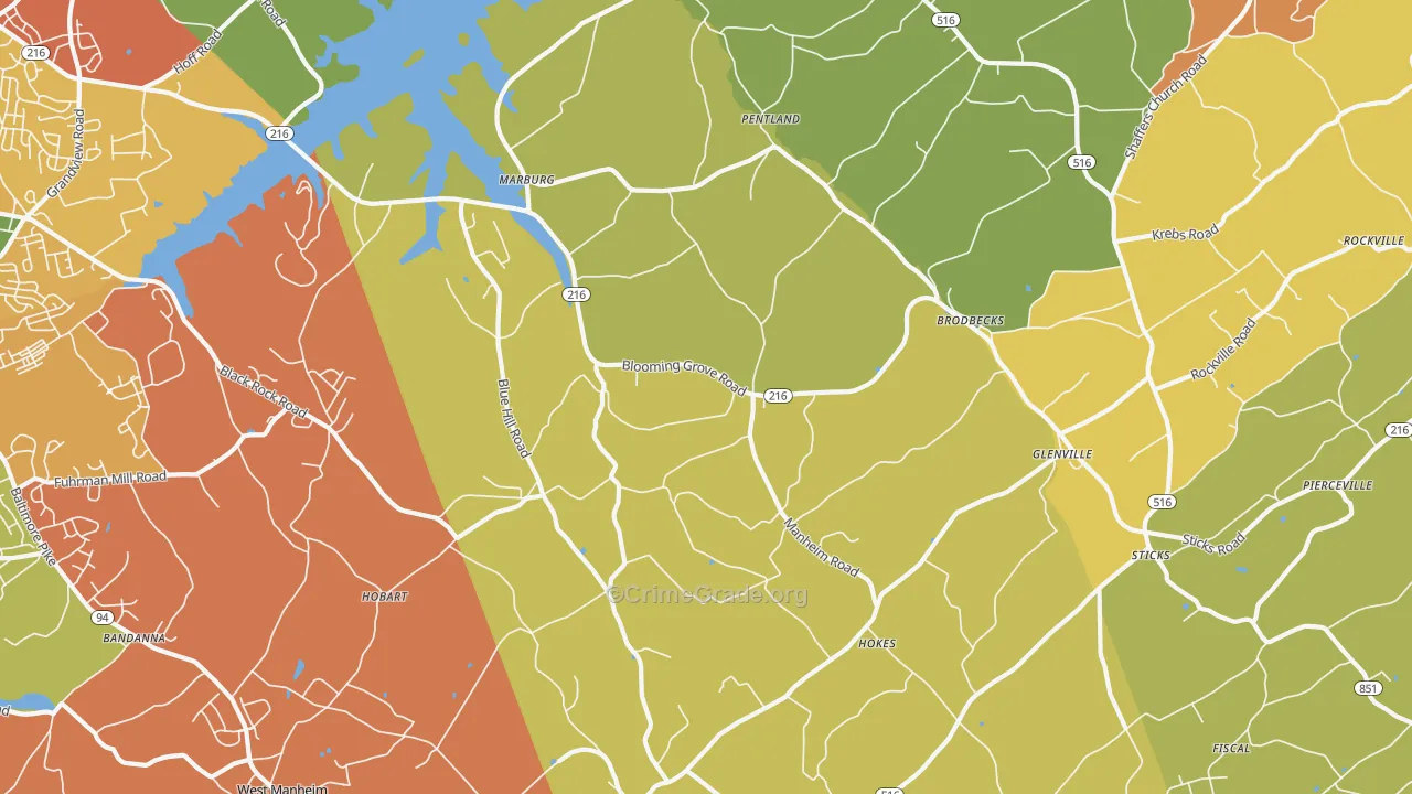 Glenville, PA Map of Arson Rates