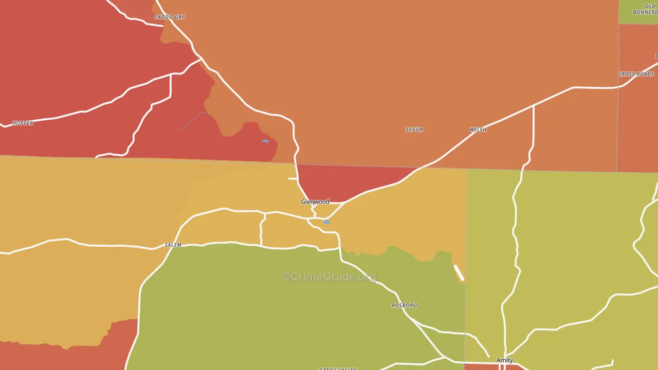 Glenwood, AR Map of Arson Rates