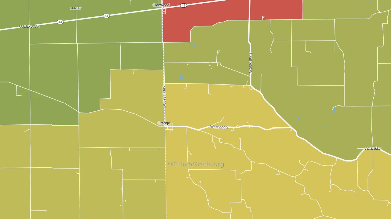 Glenwood, IN Map of Arson Rates