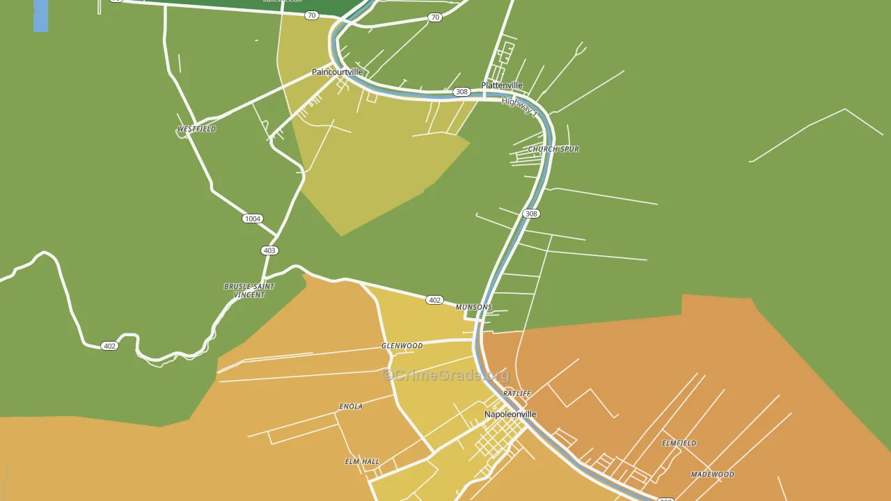 Glenwood, LA Map of Arson Rates