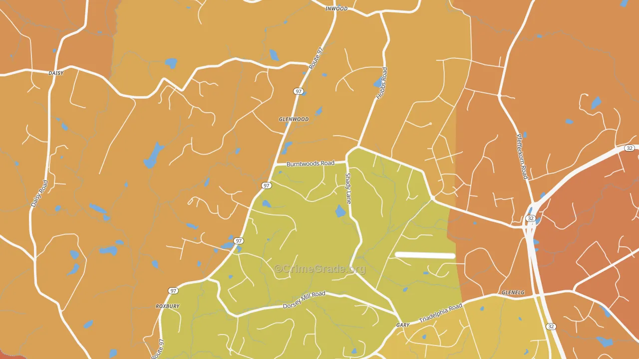 Glenwood, MD Map of Arson Rates