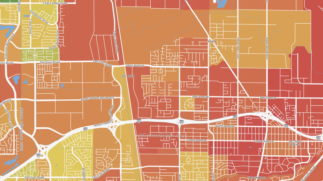 Glenwood Meadows, Sacramento, CA Map of Arson Rates