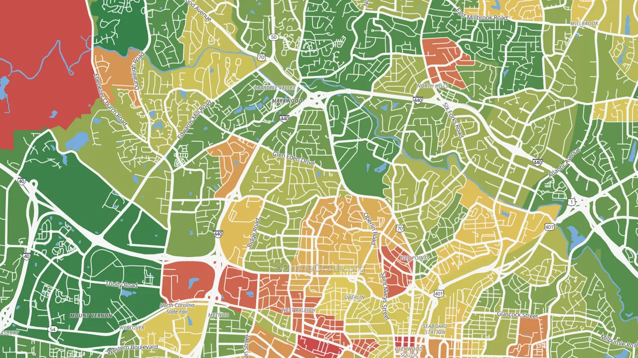 Glenwood, Raleigh, NC Map of Arson Rates