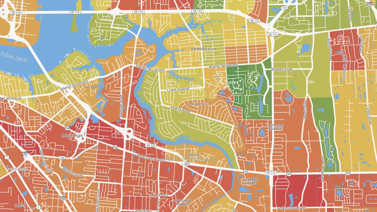 Glynlea-Grove Park, Jacksonville, FL Map of Arson Rates