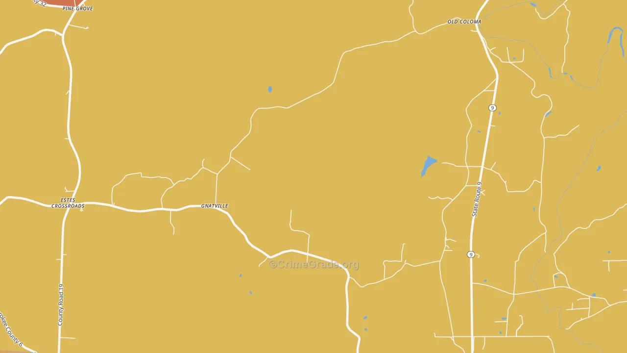 Gnatville, AL Map of Arson Rates