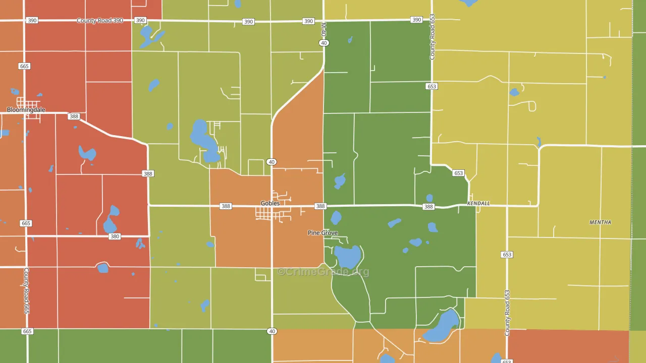 Gobles, MI Map of Arson Rates