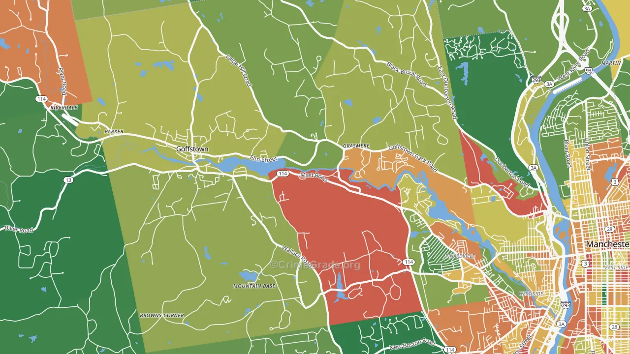 Goffstown, NH Map of Arson Rates