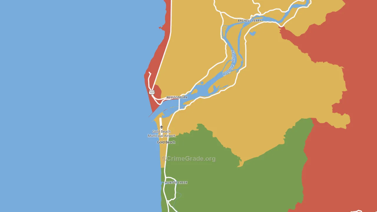 Gold Beach, OR Map of Arson Rates