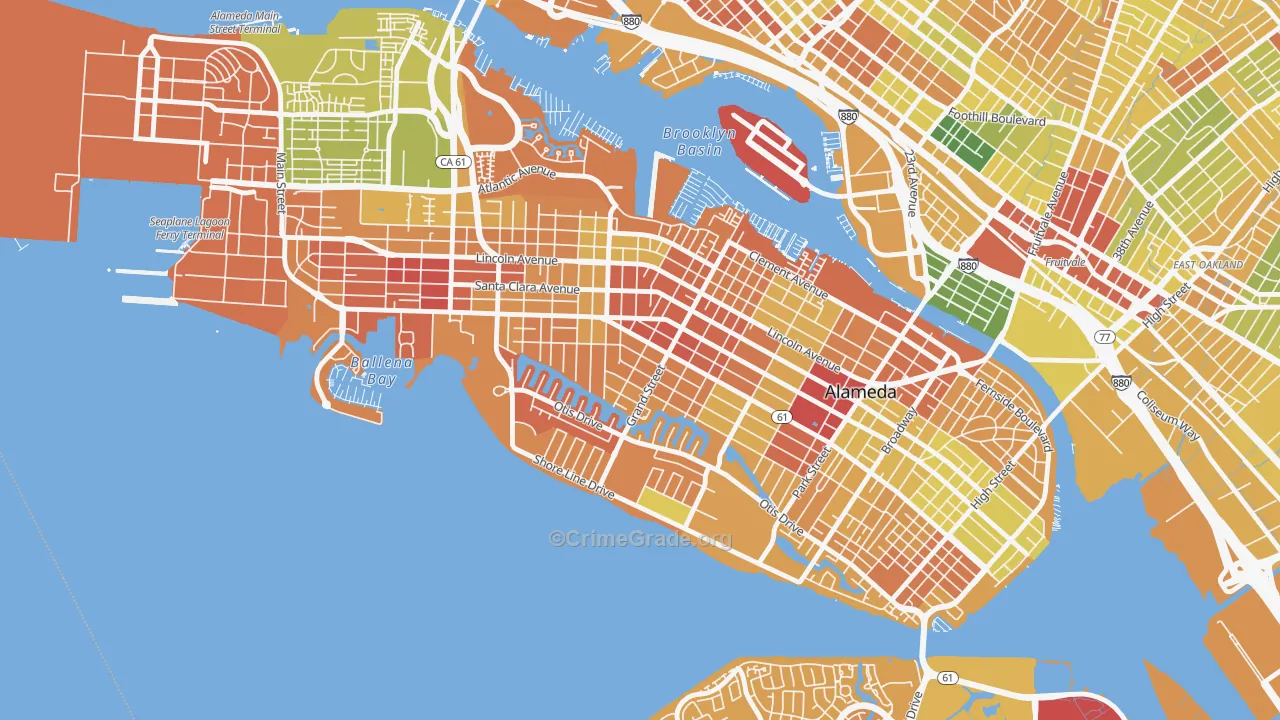 Gold Coast, Alameda, CA Map of Arson Rates