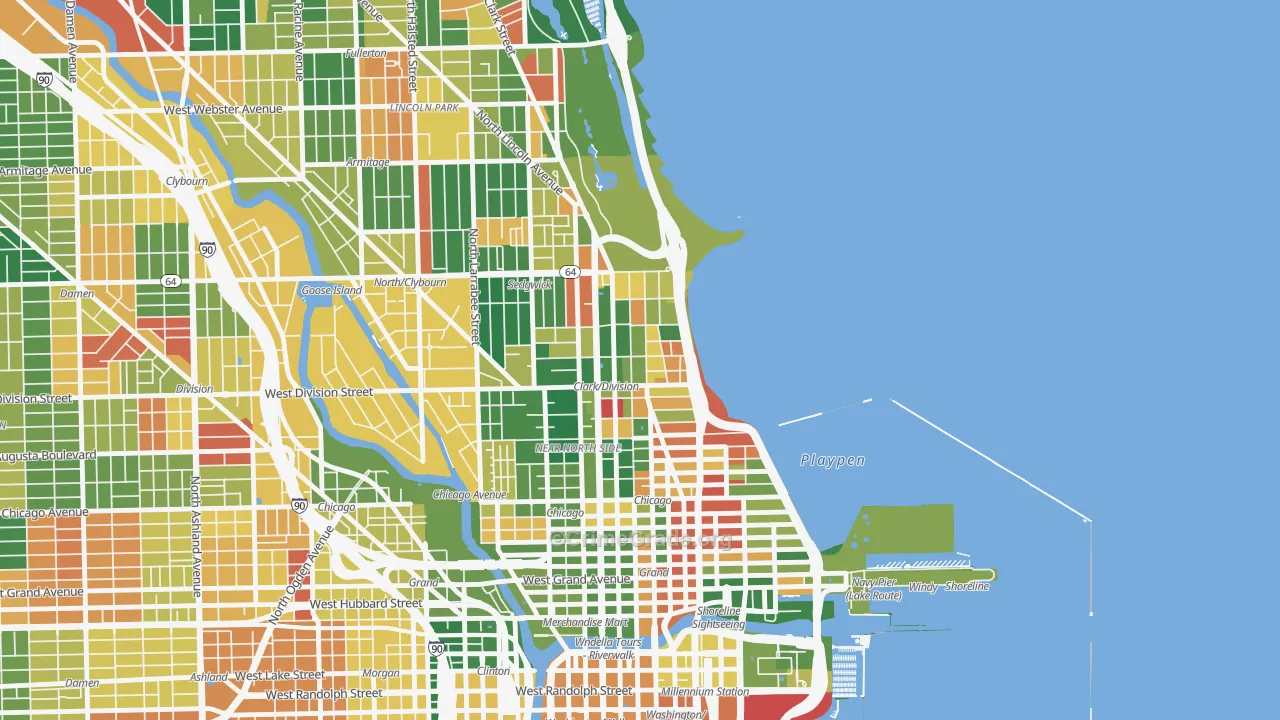 Gold Coast, Chicago, IL Map of Arson Rates