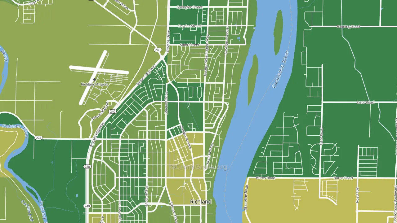 Gold Coast, Richland, WA Map of Arson Rates
