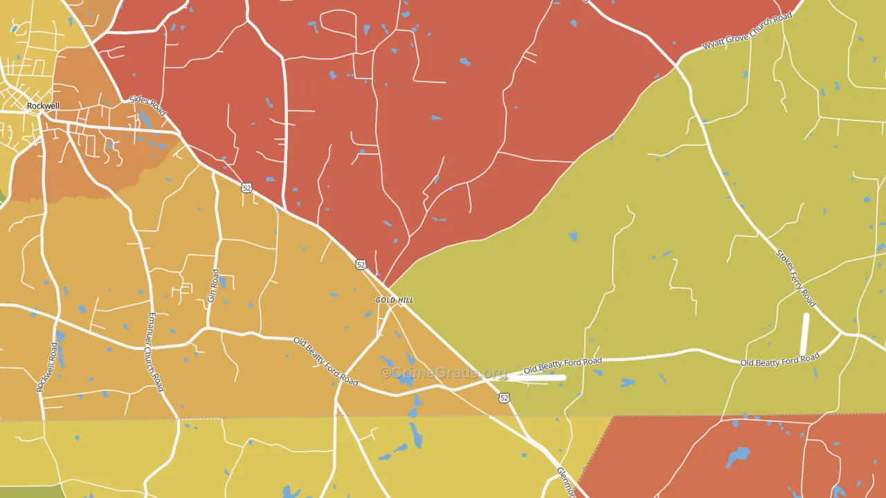Gold Hill, NC Map of Arson Rates