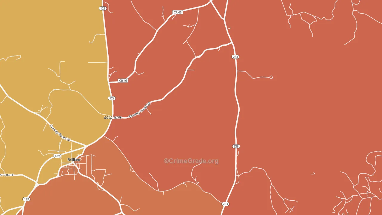 Gold Mine, AL Map of Arson Rates