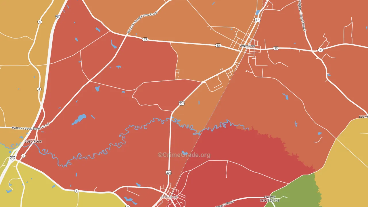 Gold Rock, NC Map of Arson Rates