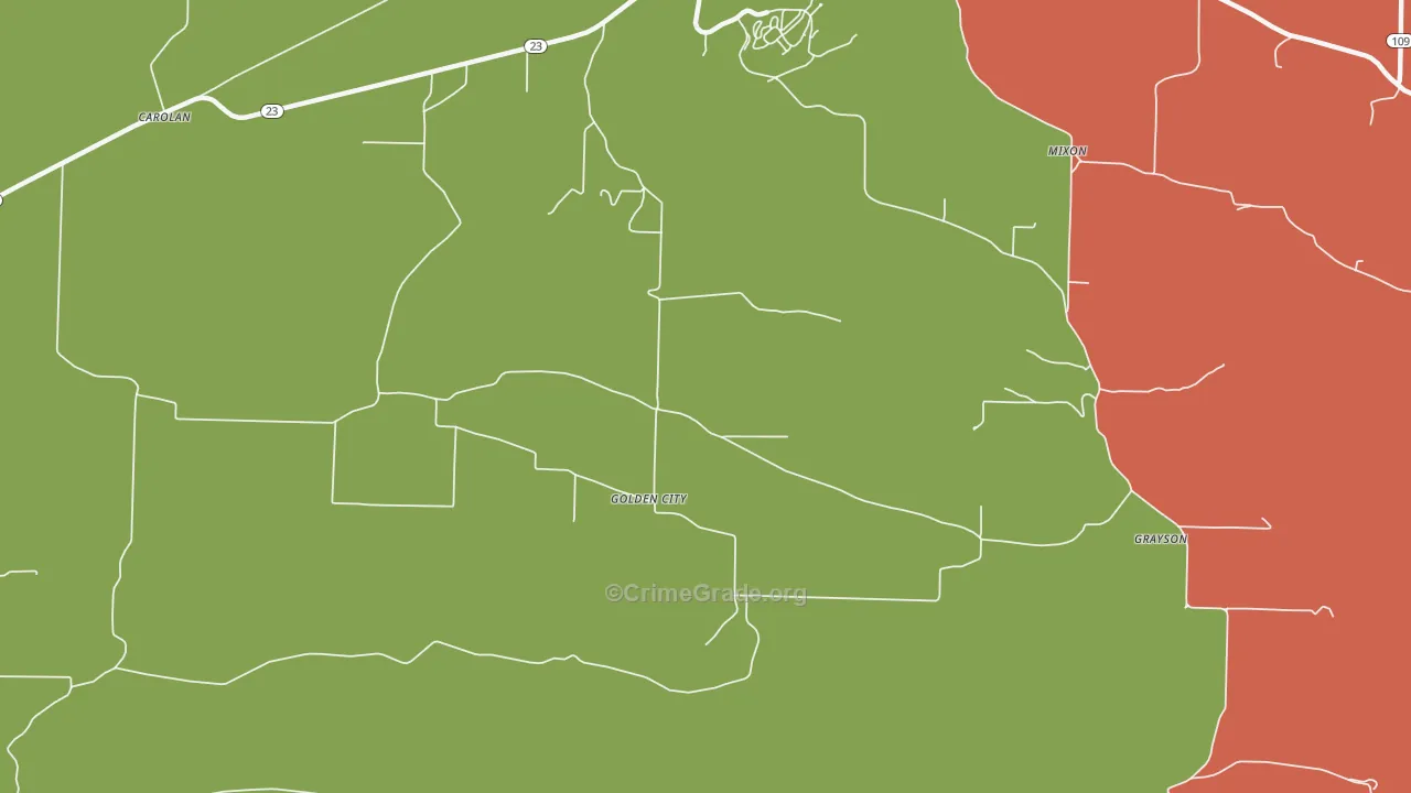 Golden City, AR Map of Arson Rates