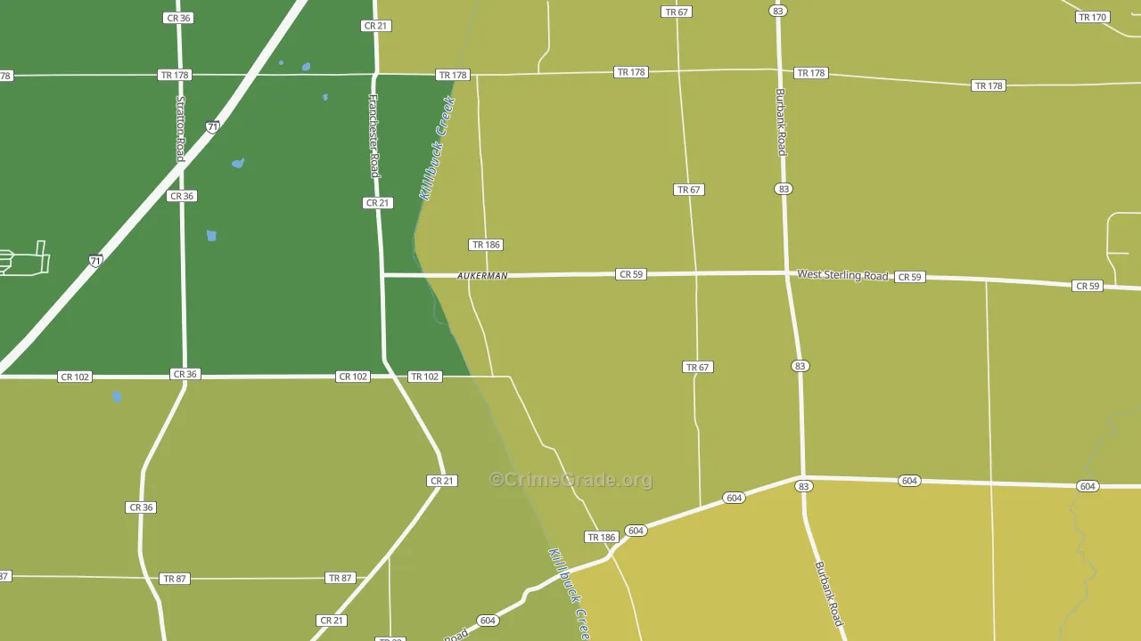 Golden Corners, OH Map of Arson Rates