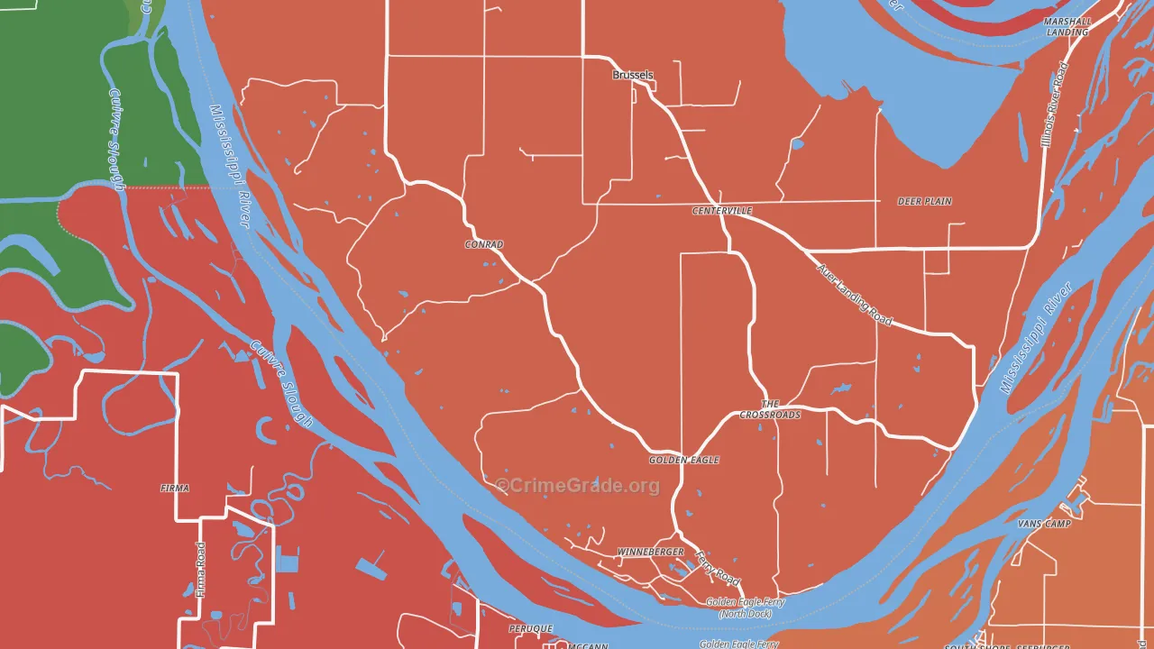 Golden Eagle, IL Map of Arson Rates