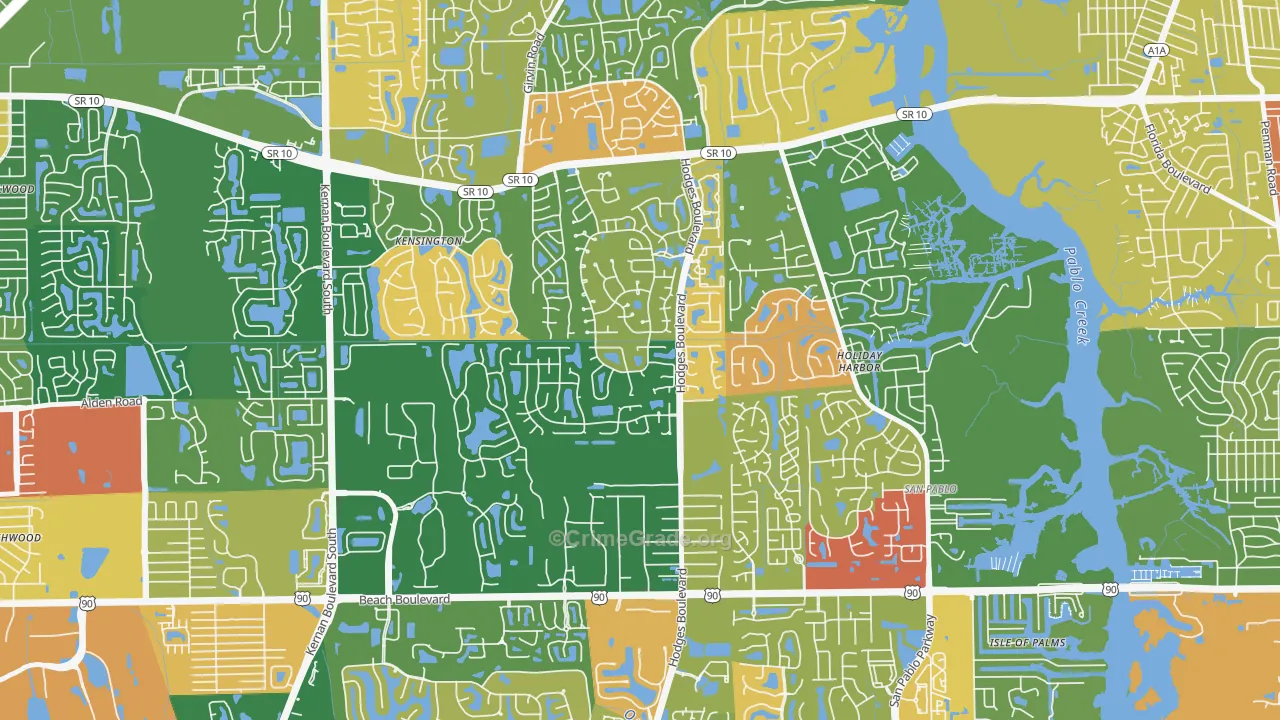 Golden Glades-The Woods, Jacksonville, FL Map of Arson Rates