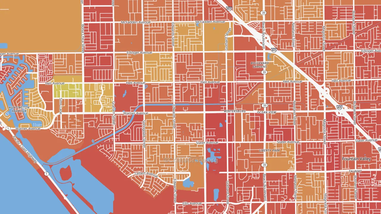 Goldenwest, Huntington Beach, CA Map of Arson Rates