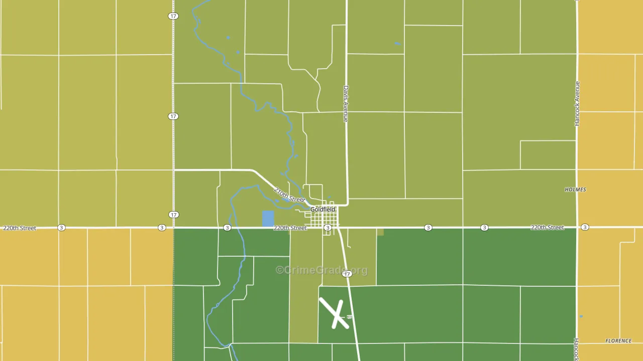 Goldfield, IA Map of Arson Rates