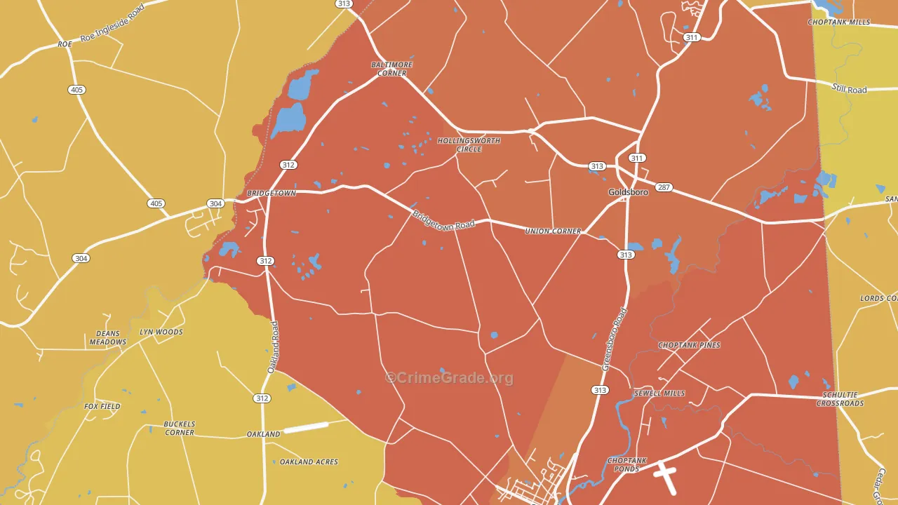 Goldsboro, MD Map of Arson Rates