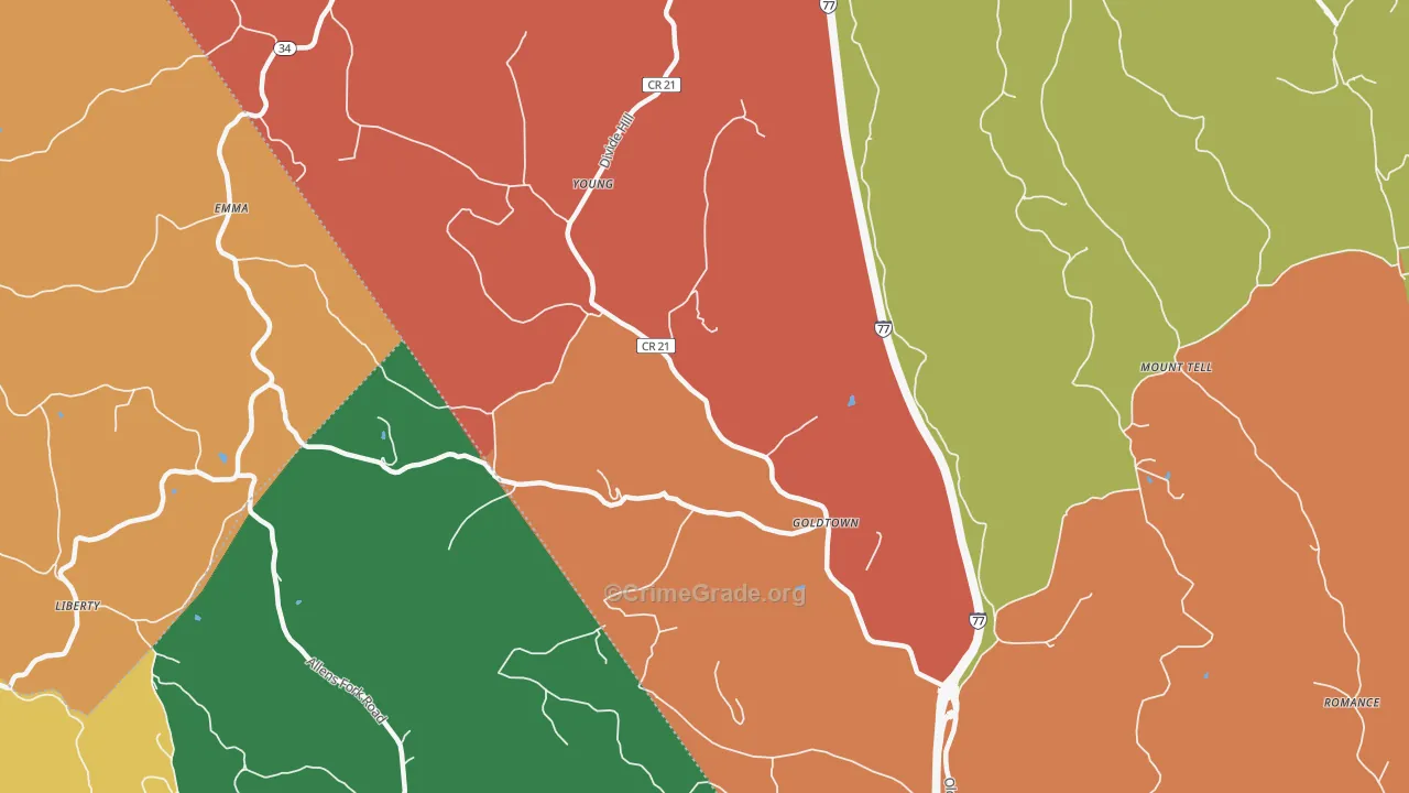 Goldtown, WV Map of Arson Rates