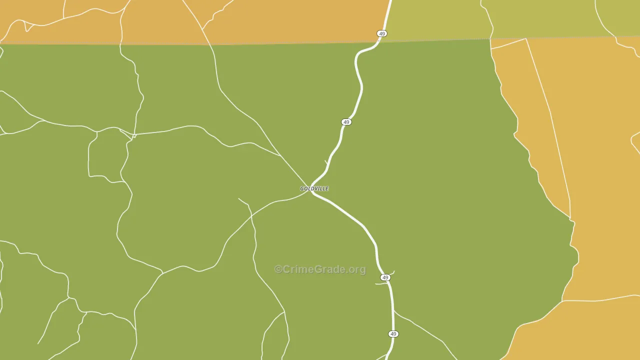 Goldville, AL Map of Arson Rates