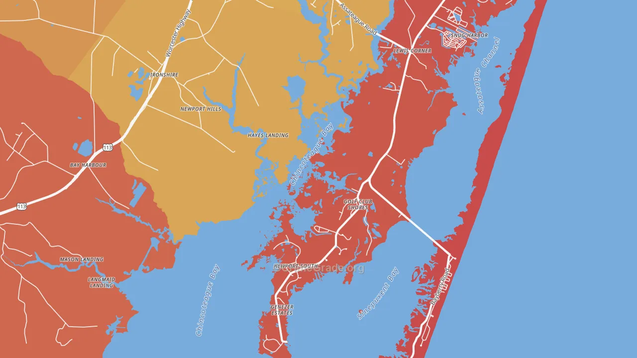 Golf Club Shores, MD Map of Arson Rates