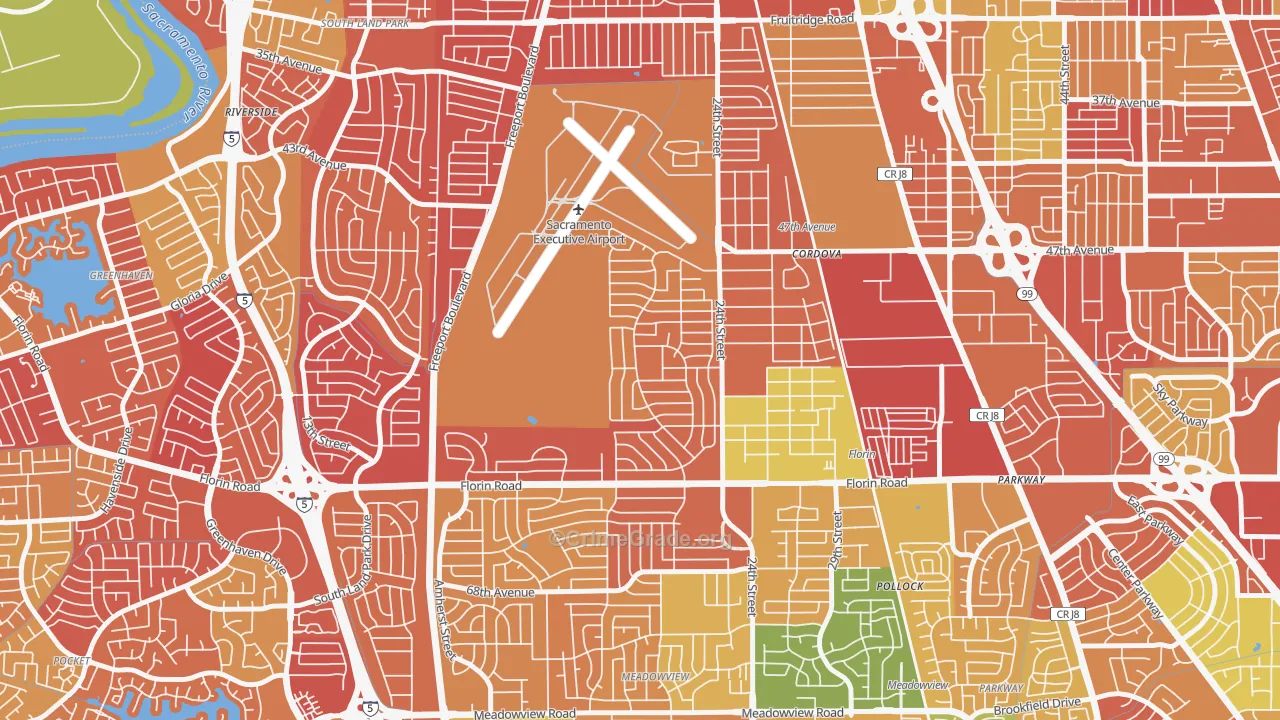 Golf Course Terrace, Sacramento, CA Map of Arson Rates