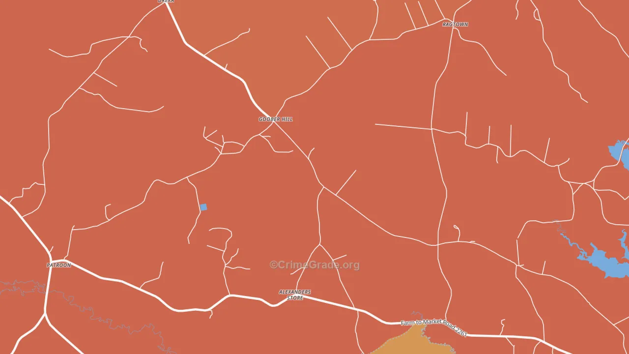 Goober Hill, TX Map of Arson Rates
